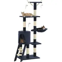 Syfax Kattenkrabpaal met sisal krabpalen 138 cm donkerblauw