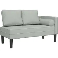vidaXL Chaise longue met kussen, lichtgrijs, fluweel