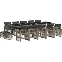 vidaXL 15-delige Tuinset met kussens poly rattan grijs