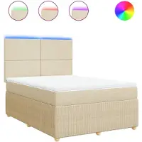 vidaXL Boxspring met matras stof crèmekleurig 160x200 cm