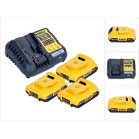 DeWalt Gereedschap batterijen + laders, DCB 1104 D3 Accu Start Set 12 V / 18 V 3x Accu 2.0 Ah + DCB 1104 Lader (18 V)