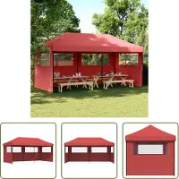 The Living Store De Living Store partytent, inklapbaar en opvouwbaar, met 3 zijpanelen, in bordeauxrood