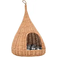 Syfax Kattenhuis met kussen tipi 40x60 cm natuurlijk wilgen