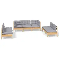 vidaXL 7-delige Loungeset met grijze kussens grenenhout
