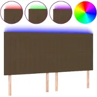 vidaXL Hoofdbord LED 200x5x118/128 cm stof donkerbruin