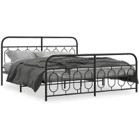 vidaXL Bedframe met hoofd- en voeteneinde metaal zwart 183x213 cm