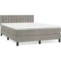 Syfax Boxspring met matras fluweel lichtgrijs 140x190 cm