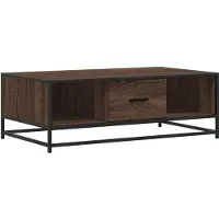 vidaXL Salontafel 100x57x35 cm bewerkt hout en metaal bruin eikenkleur