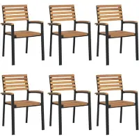 vidaXL Tuinstoelen 6 st stapelbaar massief acaciahout en metaal