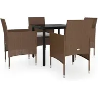 Syfax 5-delige Tuinset met kussens bruin en zwart