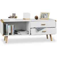 Relaxdays dressoir met afgeronde hoeken, wit-lichtbruin