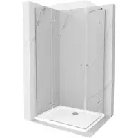 Mexen Roma Duo douchecabine met draaideur 90 x 80 , transparant, chroom + Flat douchebak - 854-090-080-01-02-4010