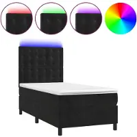 Syfax Boxspring met matras en LED fluweel zwart 90x190 cm