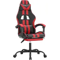 vidaXL Gamestoel draaibaar met voetensteun kunstleer zwart en rood
