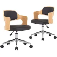 Syfax Eetkamerstoelen draaibaar 2 st gebogen hout en kunstleer zwart