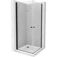 Mexen Pretoria Duo douchecabine scharnierend 90 x 90 , transparant, zwart + Flat douchebak - 852-090-090-70-02-4010B