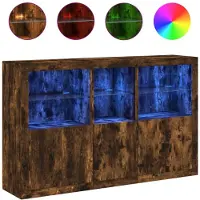 Syfax Dressoir met LED-verlichting 162x37x100 cm gerookt eikenkleurig