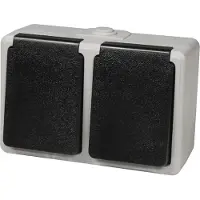 ETT Stopcontact voor buiten - Wandcontactdoos opbouw - Stekkerdoos voor buiten IP44 - Buitenstopcontact max 250 V - Grijs