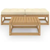 vidaXL 3-delige Loungeset met kussens massief grenenhout