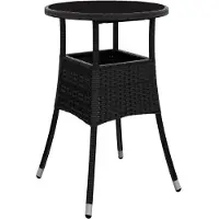 Syfax Tuintafel Ø60x75 cm gehard glas en poly rattan zwart