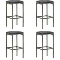 Syfax Barkrukken met kussens 4 st poly rattan grijs