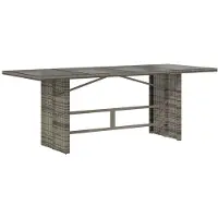 Syfax Tuintafel met glazen blad 190x80x75 cm poly rattan grijs