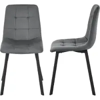 En.casa Eetkamerstoelen 'Lexnitz', set van 2, fluweelbekleding, staal, donkergrijs