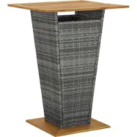 Syfax Bartafel 80x80x110 cm poly rattan en massief acaciahout grijs