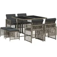 vidaXL 9-delige Tuinset met kussens poly rattan grijs
