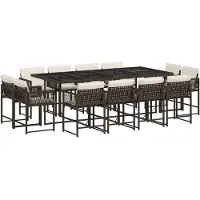 vidaXL 13-delige Tuinset met kussens poly rattan bruin
