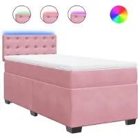 vidaXL Boxspring met matras fluweel roze 90x200 cm