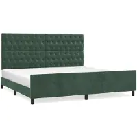 vidaXL Bedframe zonder matras 200x200 cm fluweel donkergroen