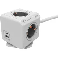 Allocacoc Originele PowerCube Extended USB A+C - Stekkerdoos & Verlengsnoer - 4 Stopcontacten - 1.5m Kabel - Geaard (Type F) - Met Docking Station