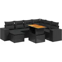 vidaXL 8-delige Loungeset met kussens poly rattan zwart