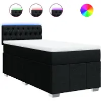 vidaXL Boxspring met matras stof zwart 80x200 cm