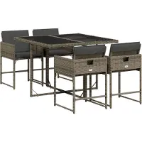 vidaXL 5-delige Tuinset met kussens poly rattan grijs