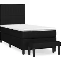 vidaXL Boxspring met matras stof zwart 90x190 cm