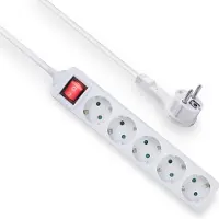 ACT AC2455 Stekkerdoos 5 Sockets - Kinderbeveiliging - Aan/uit Schakelaar - Wit - 1,5 meter
