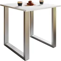VCM XonaU eetkamertafel 80x50cm wit, zilverkleurig.