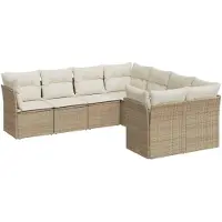 vidaXL 8-delige Loungeset met kussens poly rattan beige