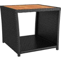 Syfax Salontafel met houten blad poly ratten en acaciahout zwart