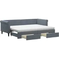 vidaXL Slaapbank onderschuifbed en lades 80x200 cm fluweel donkergrijs