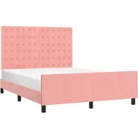 vidaXL Bedframe met hoofdeinde fluweel roze 140x200 cm