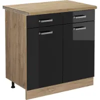 Vicco R-Line Keukenonderkast – 80 cm, WB Eik Zwart hoogglans