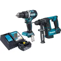 Makita Boormachine + slagboor, DLX 2278 RT1 accukit + DHP 484 klopboormachine 54 Nm + DHR 171 klopboormachine 1,2 J +.