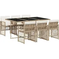vidaXL 7-delige Tuinset met kussens poly rattan beige