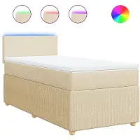 vidaXL Boxspring met matras stof crèmekleurig 90x190 cm