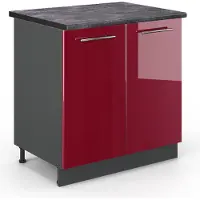 Vicco Fame-Line Wastafelkast – 80 cm met legplank, WB Antraciet Bordeauxrode hoogglans