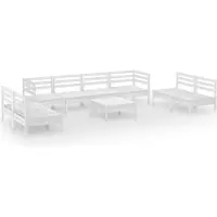 vidaXL 9-delige loungeset voor de tuin, wit, massief hout, grenen
