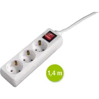 Hama Stekkerdoos 3-voudig - schakelaar Wit 1,4m - 30382